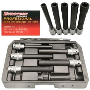  Tubos Extra Largos  Torx 1/2" 5 Piezas 